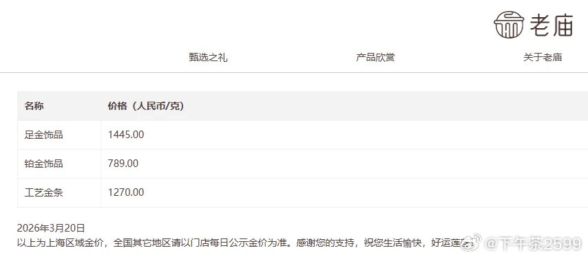 受夜盘国际金价跳水影响，国内黄金 金饰价格今日再次出现大幅下跌。周生生足金饰品报