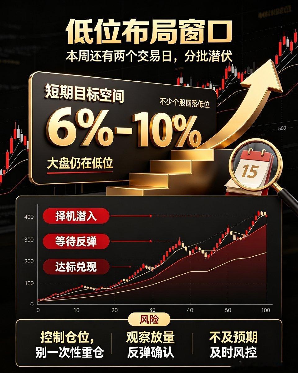 目前大盘整体依旧处在低位区间，当下是不错的布局上车时机。本周交易还剩下两个交易日