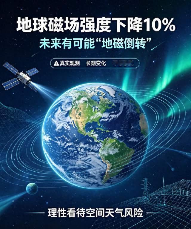 地球磁场强度下降10%，未来有可能"地磁倒转"，后果不堪设想