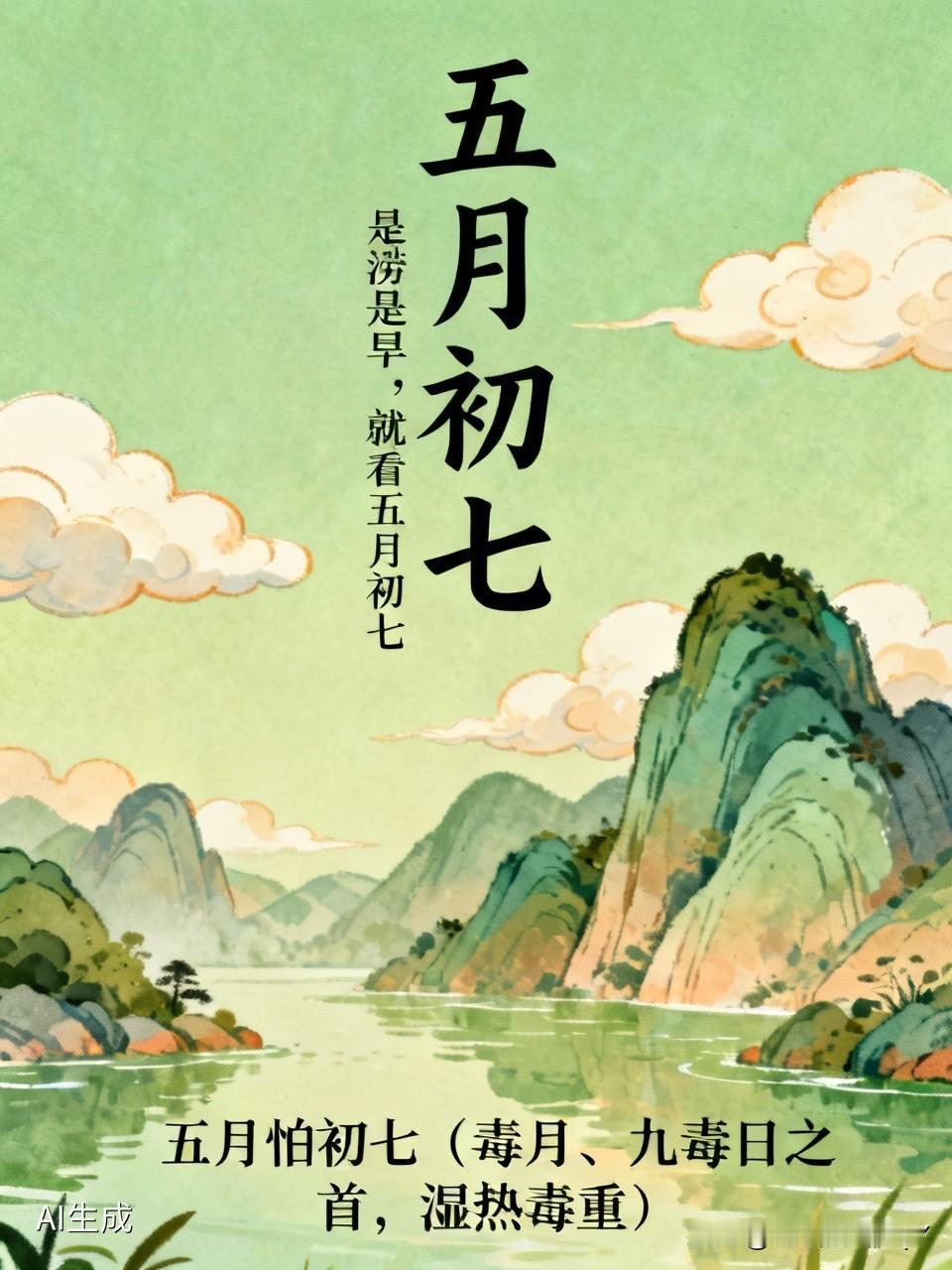 今日是五月初七，民间流传着这样的俗语：
“是涝是旱，且看五月初七”
“五月初七水