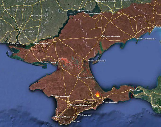 距离前线约 220 公里的克里米亚基洛夫斯科耶发生多起大爆炸，该地区两分钟内至少