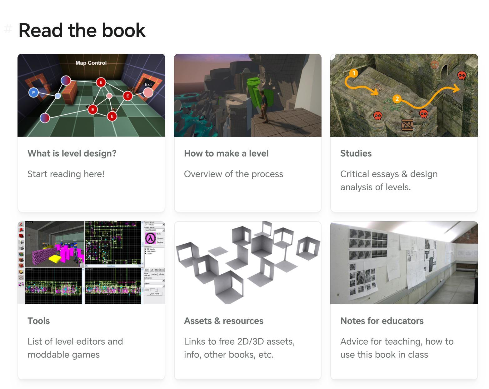 电子书《关卡设计之书》book.leveldesignbook.com/本书以易