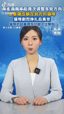 广东佛山，一名奔驰车主洗完车后，没想到他却故意两次调整车轮方向，对着猫咪精准碾了