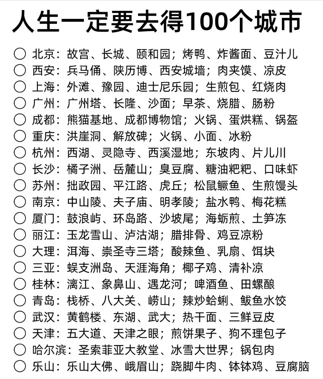 人生必打卡的100座城市清单！收藏这份旅行备忘录

整理了一份人生一定要去的 1