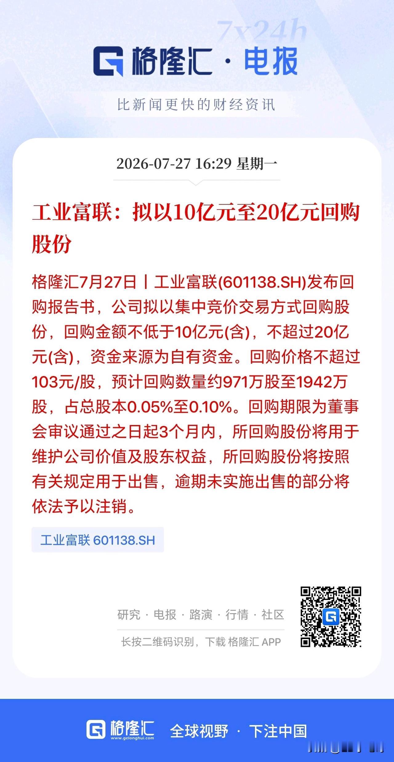 复联这么有诚意的回购竟然还被不少喷子骂！无语了！

刚刚复联公告，公司拟以集中竞