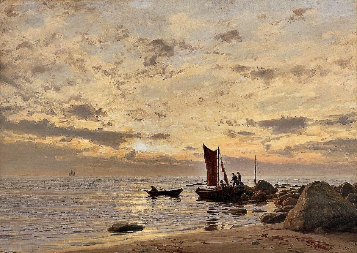 雨后海滩，1897年，挪威画家Amaldus Clarin Nielsen 