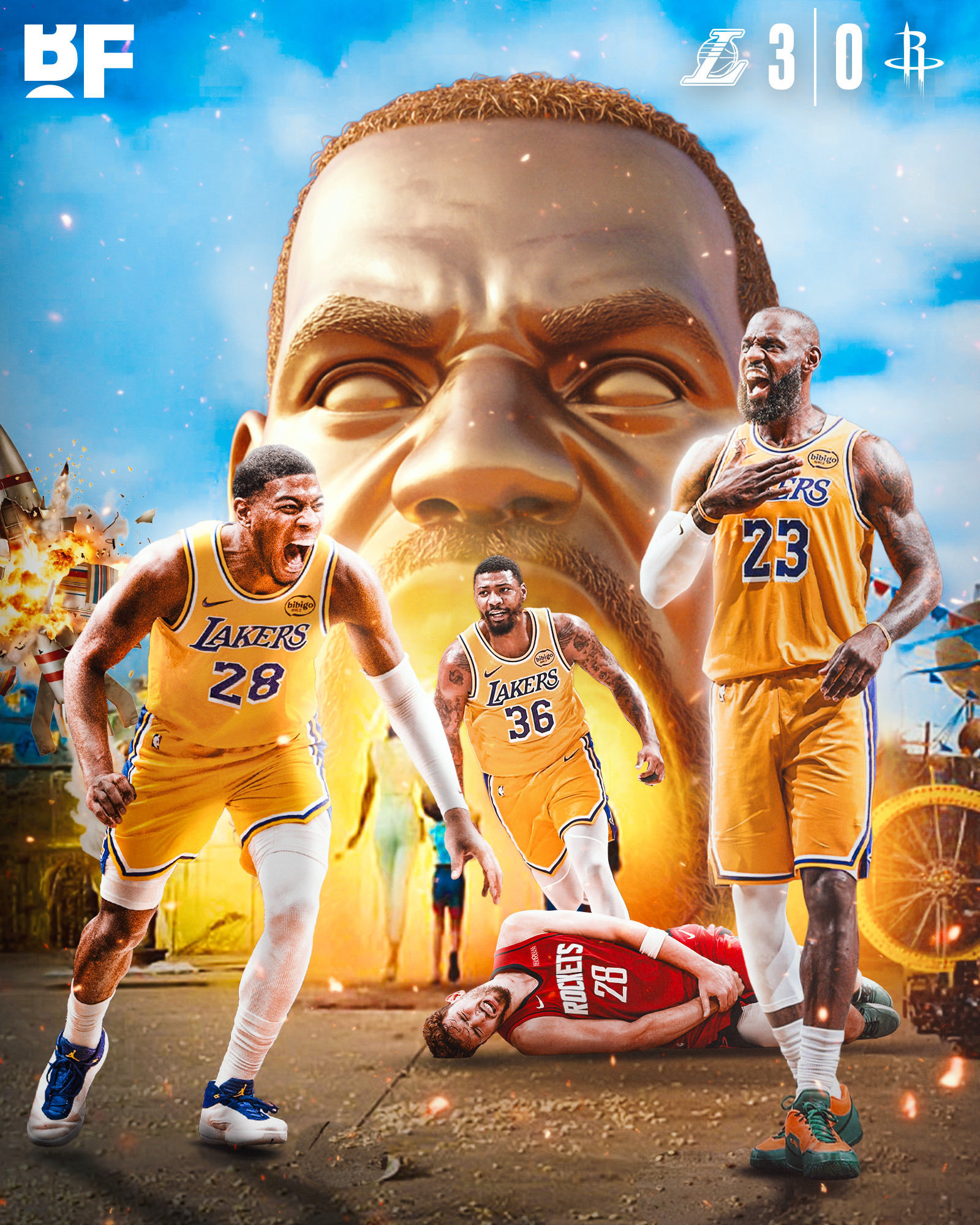 3-0！！首轮G3！湖人客场112-108战胜火箭！杜兰特缺阵，湖人几乎领先了三