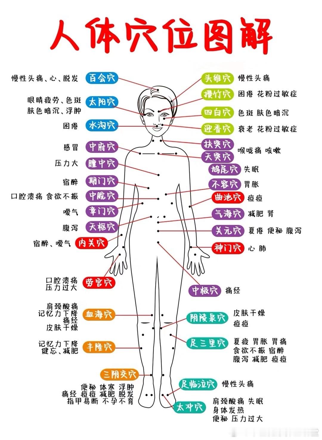 人体穴位详细图解[举手][照相机] ​​​