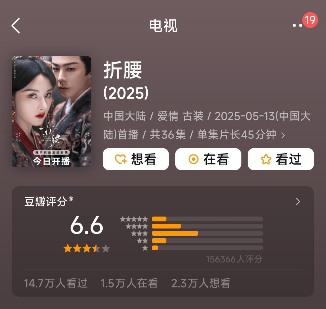 刚看了一眼，《折腰》又被一星团建了，造孽啊，这么好的剧！