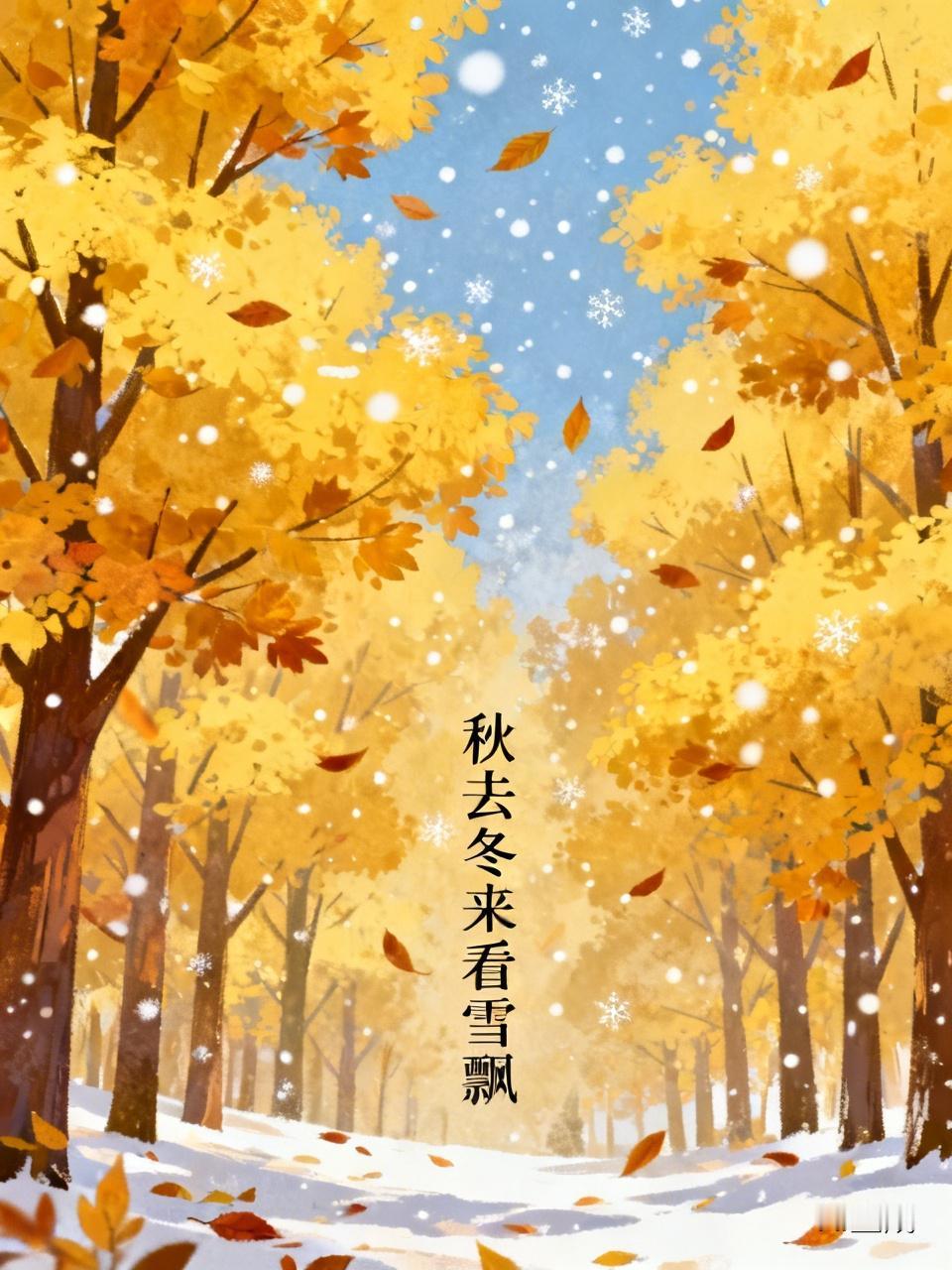 下联：秋去冬来看雪飘。