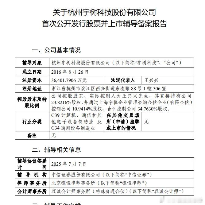 价值投资日志[超话] 宇树科技准备上市，开启上市辅导中国证监会官网显示，宇树科技
