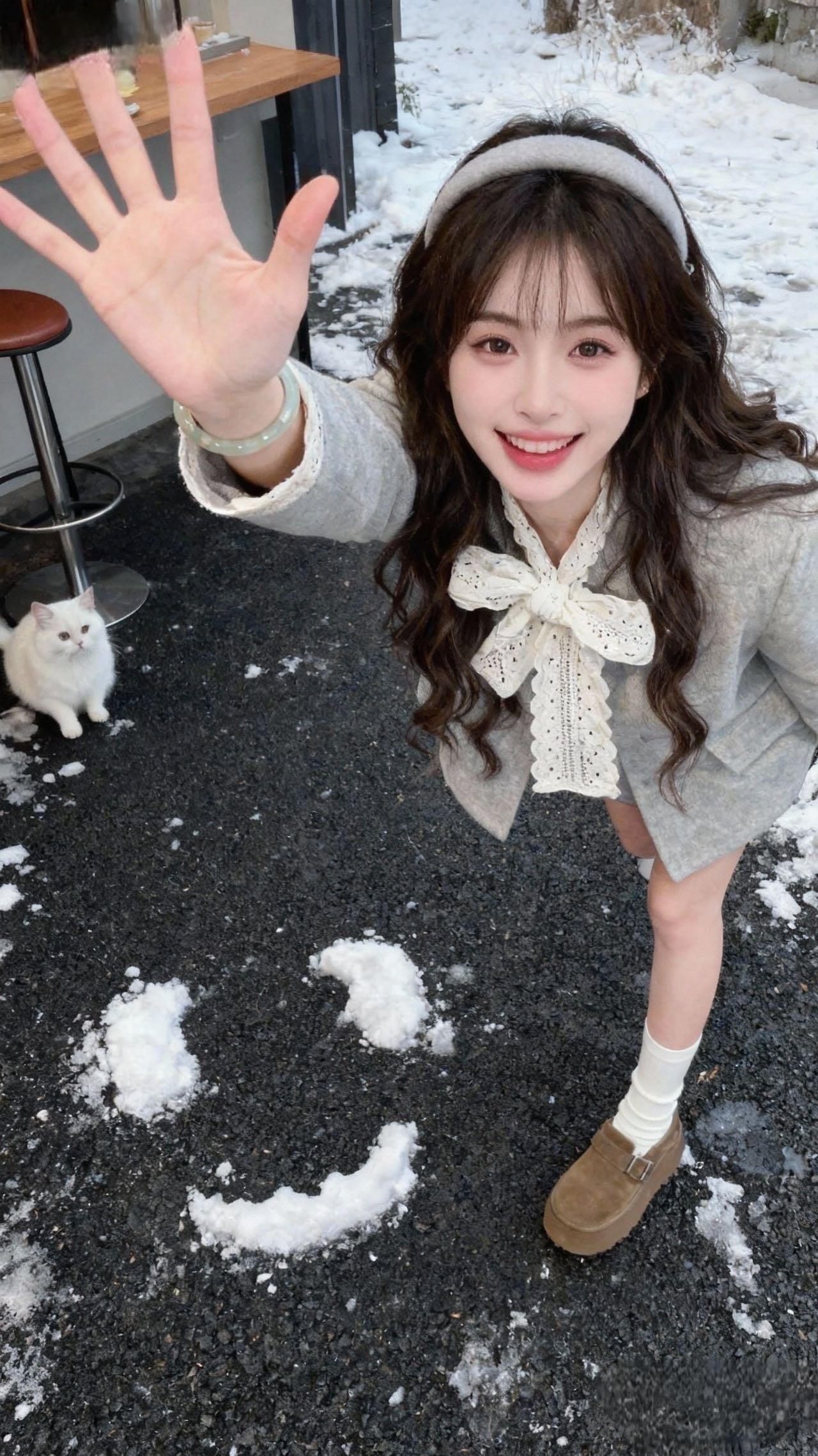 雪天甜妹buff叠满！今天是被小猫偷看的穿搭🐱

谁懂啊！下雪天穿这身出门，连