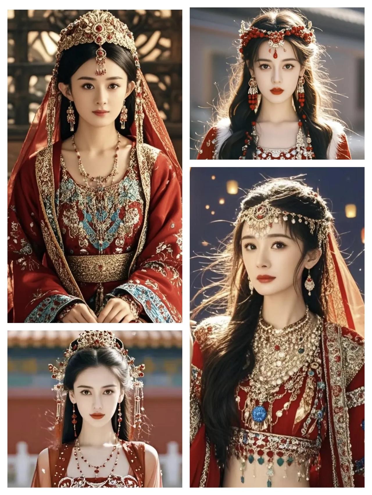 四位异域风情的女明星，你中意谁？

1.赵丽颖：雍容华贵，大家闺秀。

2.迪丽