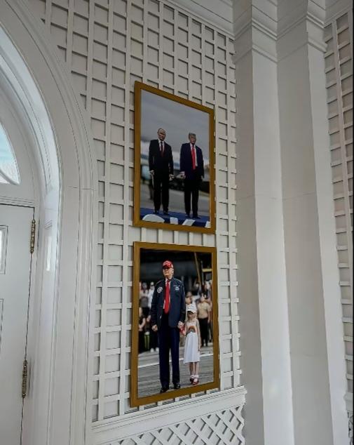 真有细心人，这都能发现！白宫墙上悬挂普京与特朗普合影，其下方是特朗普与其孙女。可