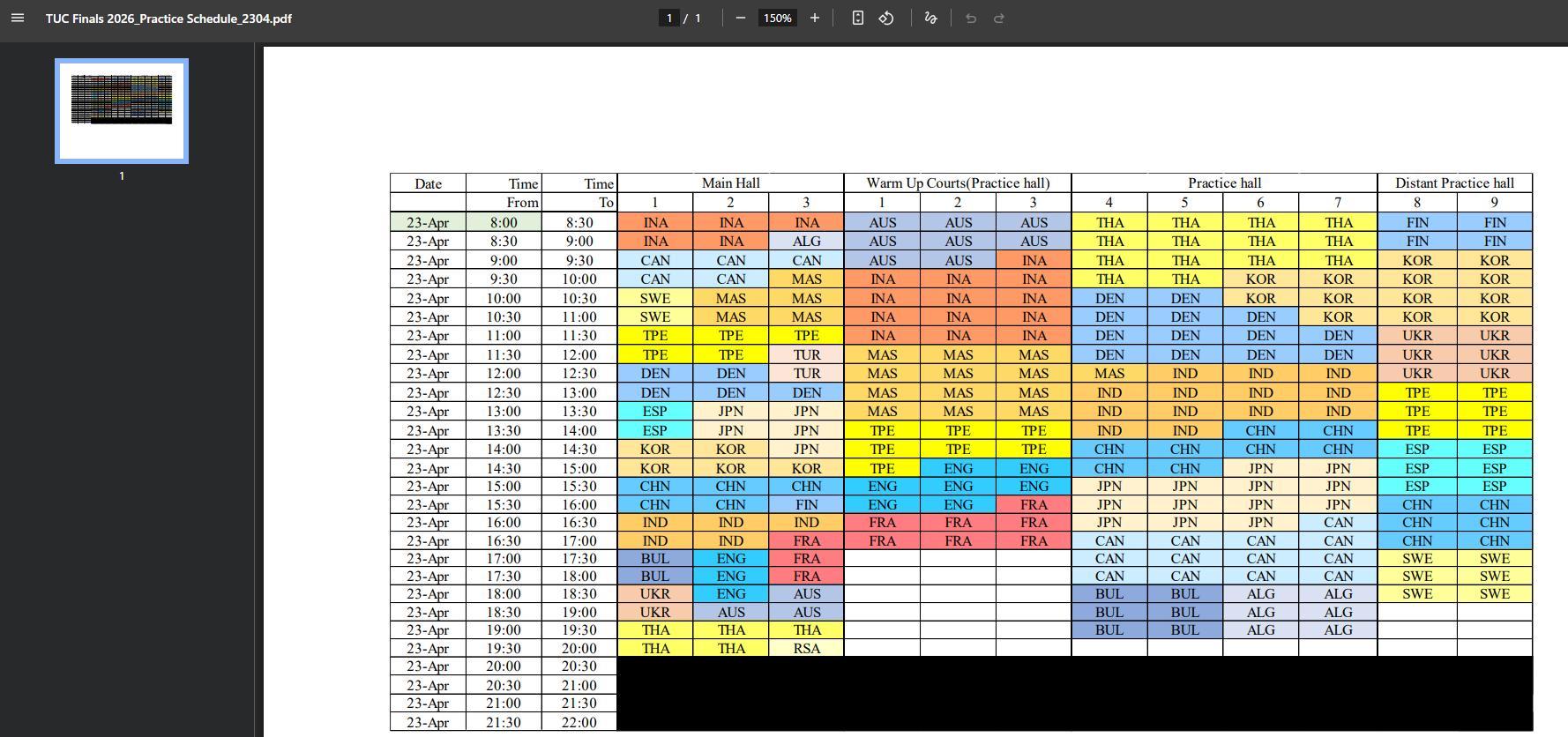 汤尤杯适应场地时间，还有欢迎晚宴，丹麦雨鞋能大发慈悲放点我孩子看看嘛