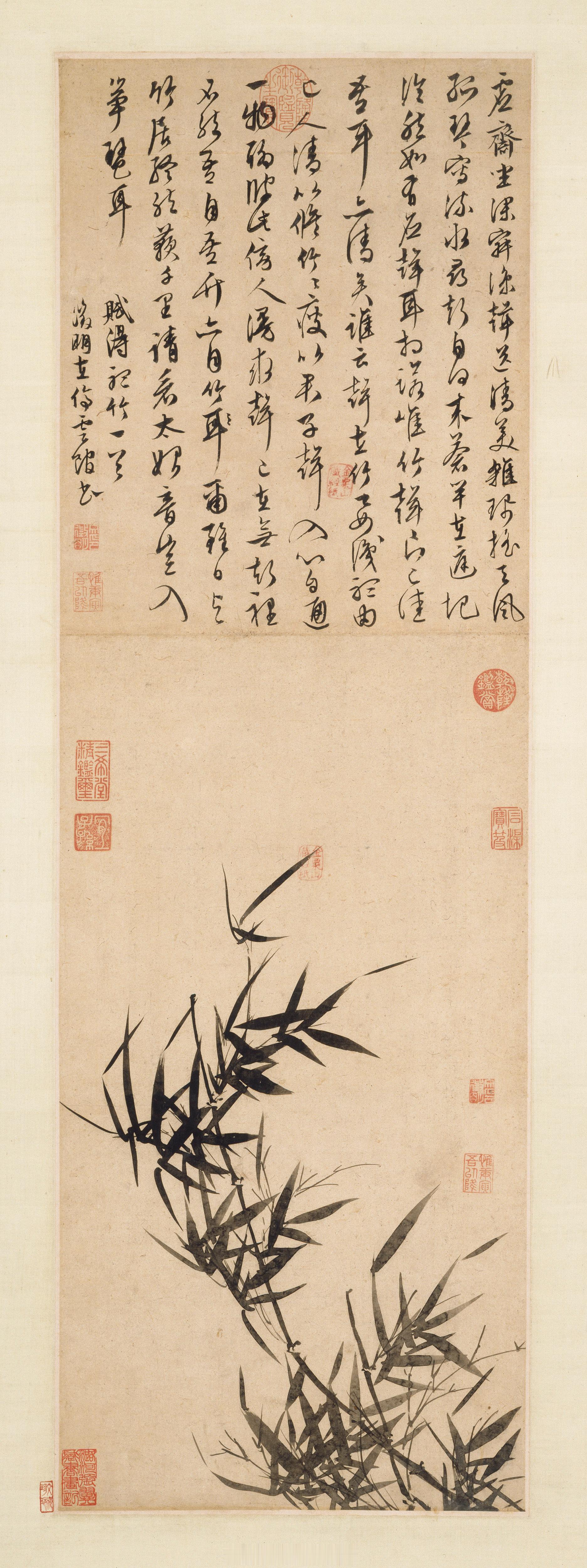 明 文征明 墨竹图尺寸：Painting: 94.5 x 30.5 cm; Ov