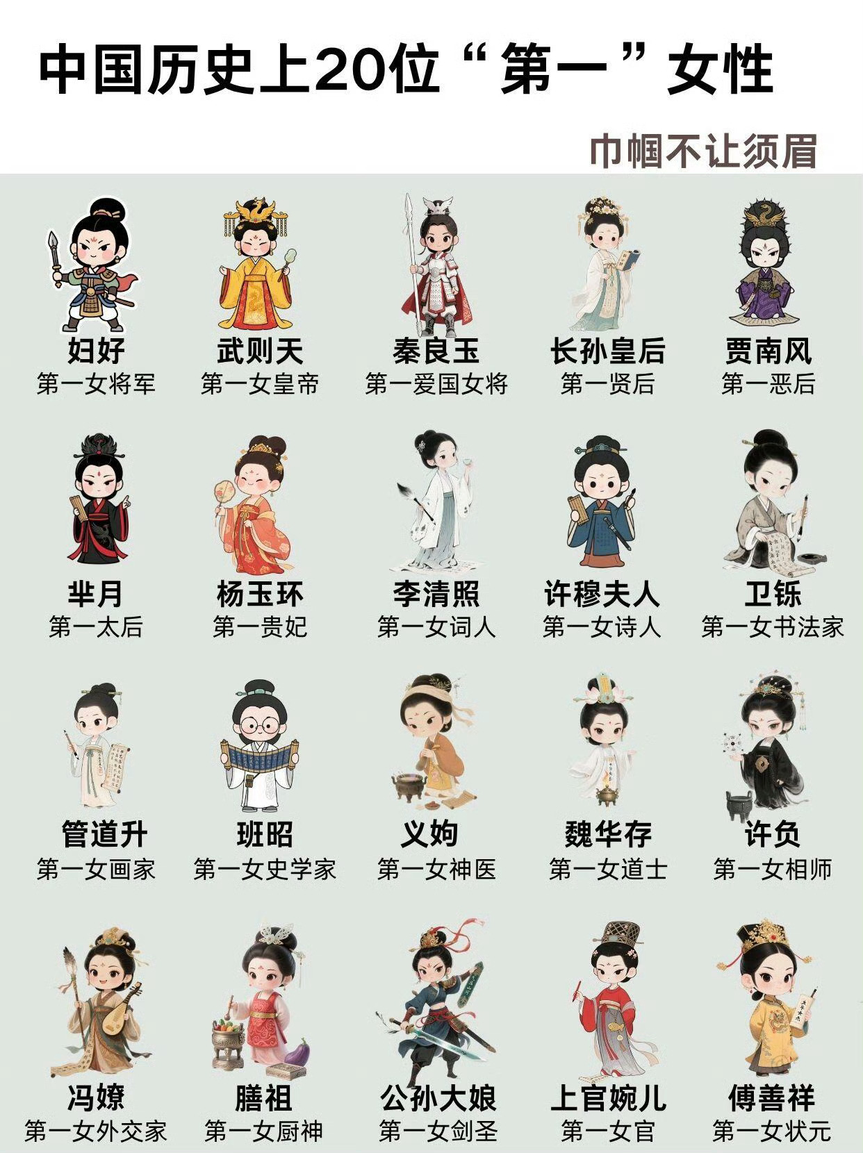 巾帼不让须眉，中国历史上20位“第一”女性 