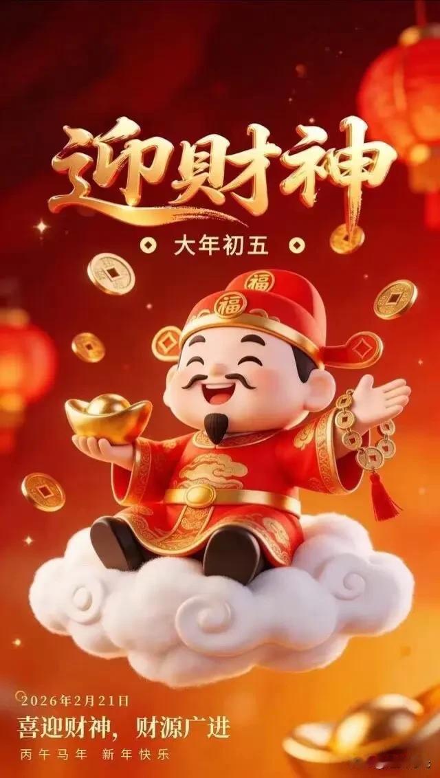 初五迎财神｜马年接福，财顺人安万事兴

正月初五，破五迎福，鞭炮声里恭请五路财神