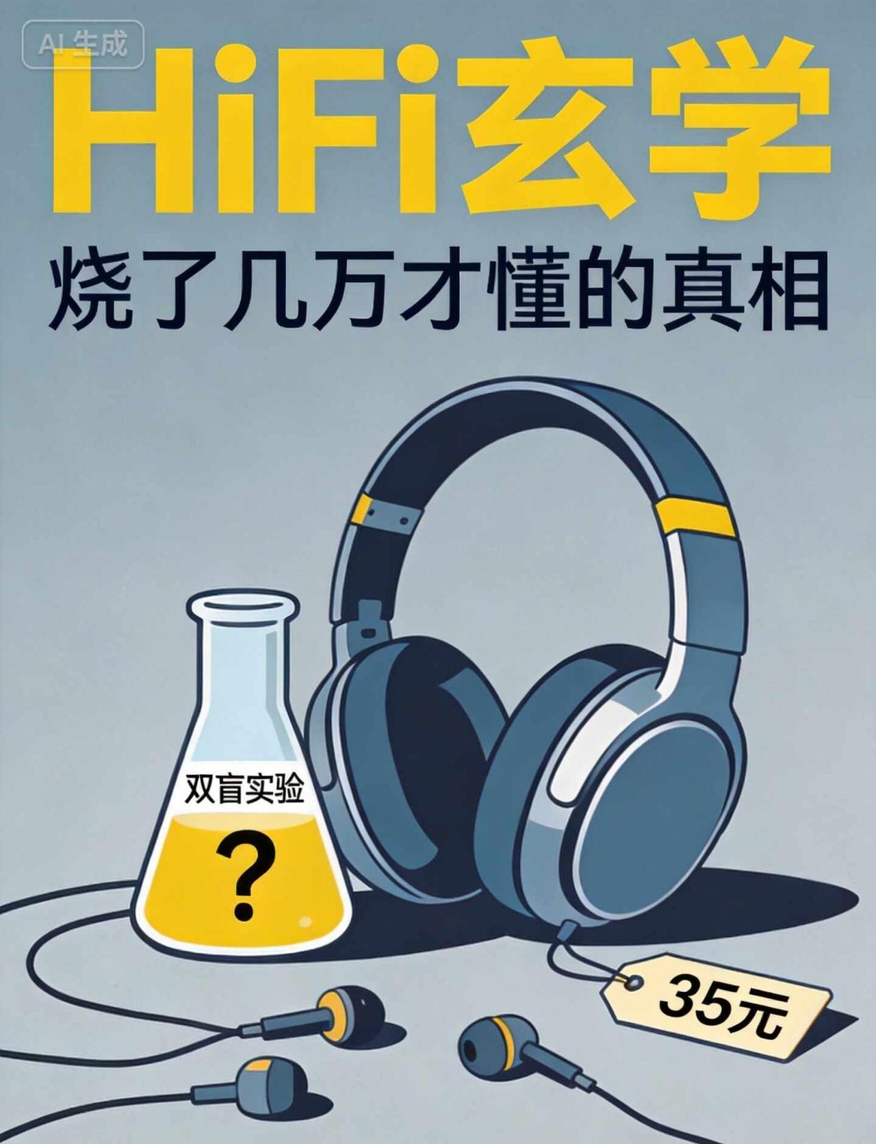 HiFi耳机的真相，双盲实验教做人
之前我也差点入坑HiFi
	
从35块的耳机