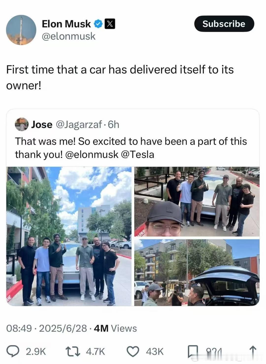 i人狂喜手机上下单你的全新特斯拉 它会自己从工厂出来，上高速，开到你家楼下等你我