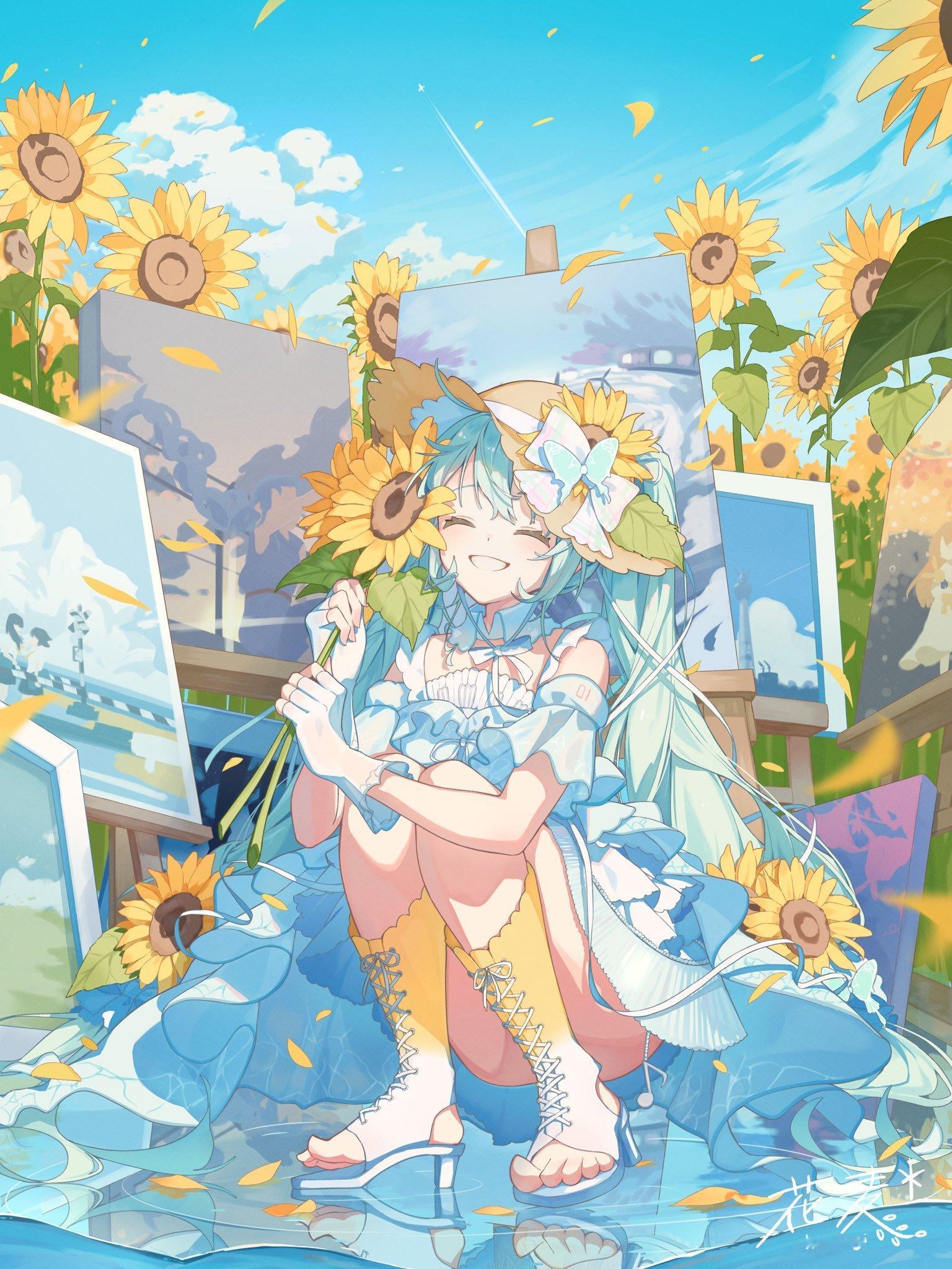 初音未来动漫 真的好美啊我们miku酱宝宝.[哇]绘：hanamugi_22 ​