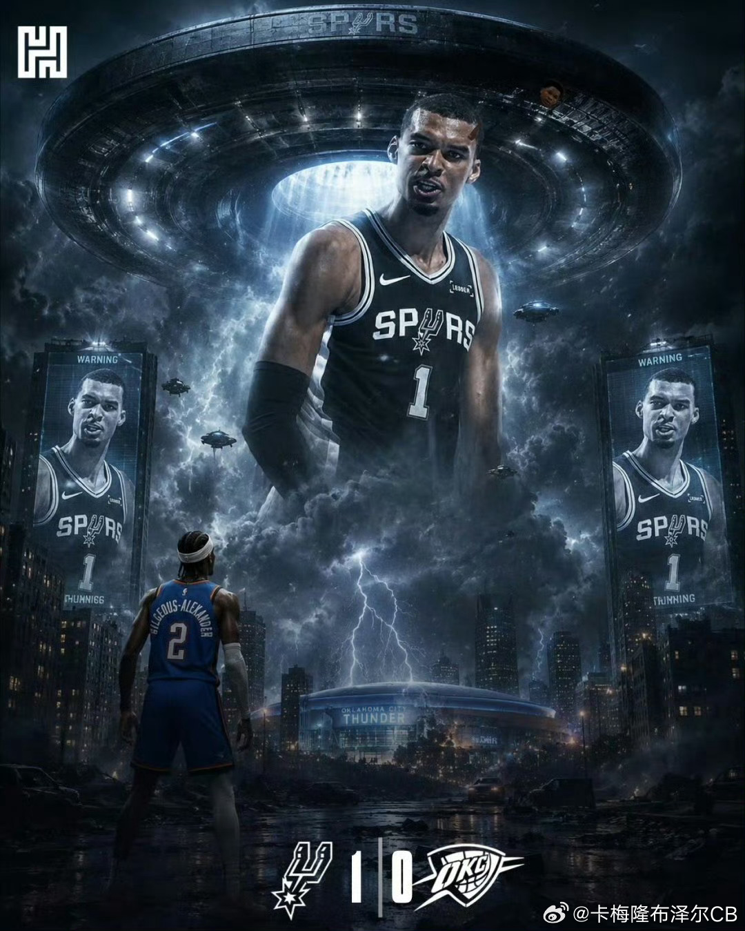 NBA马刺1比0雷霆雷霆真防不了文班 恭喜马刺取得西决开门红，这俩队真的让其他队