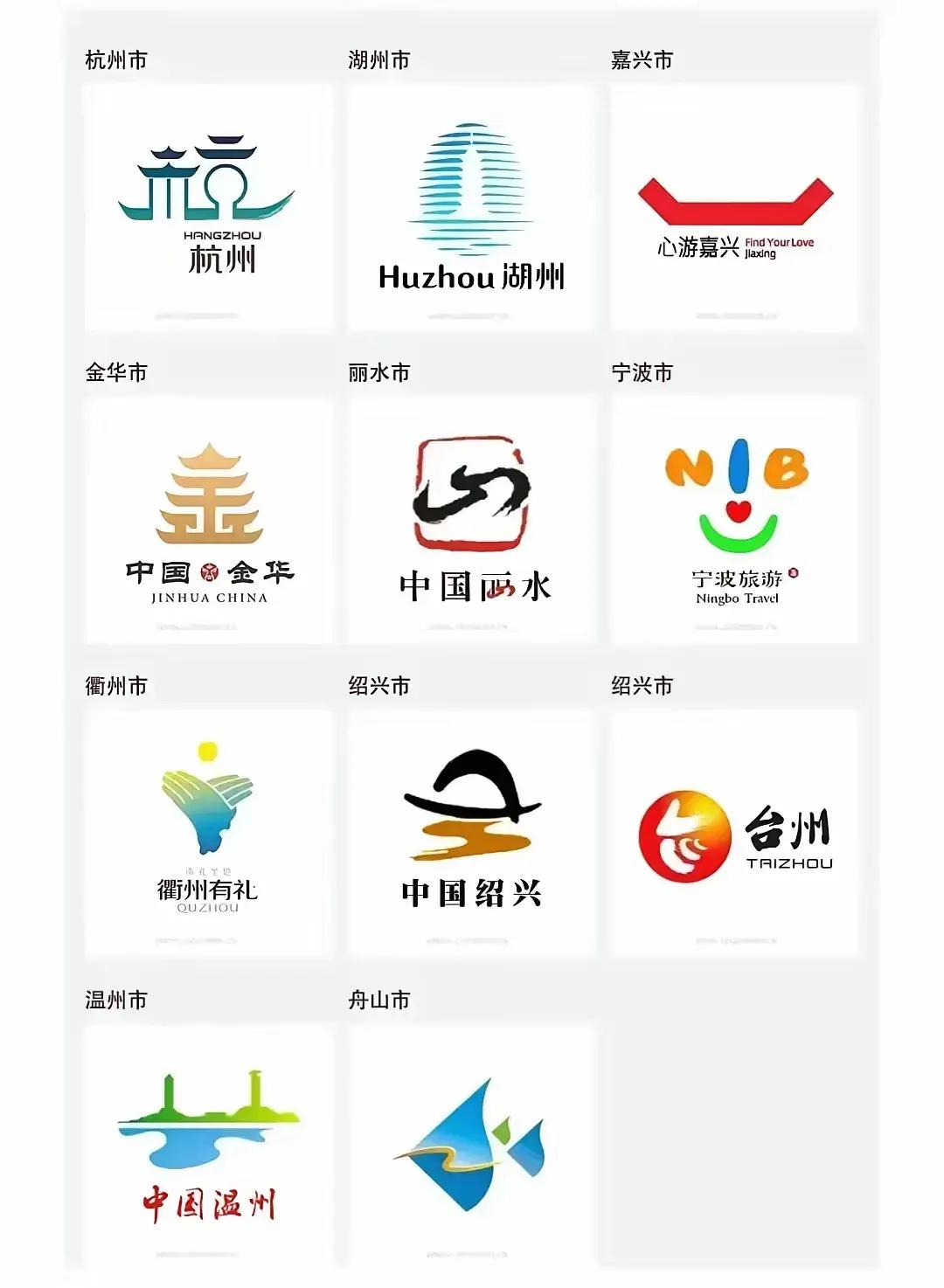 随手发一个小日常浙江各地级市的城市logo，各有特色。杭州的，相对各方面融合程度