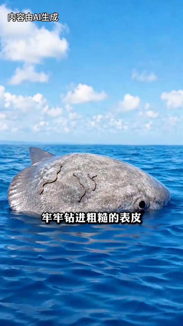 舌尖上的动物世界。
海鸥一嘴钉住翻车鱼背上的长条寄生虫，翅膀猛地向后一扇，硬是把