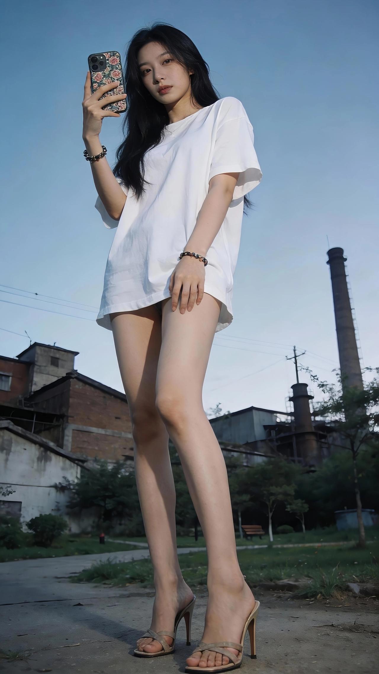 白色T恤+高跟鞋，轻松拍出时尚大片！📸👗👠