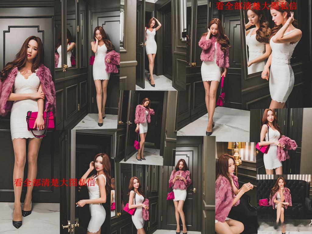 粉色小皮草亮丝... 