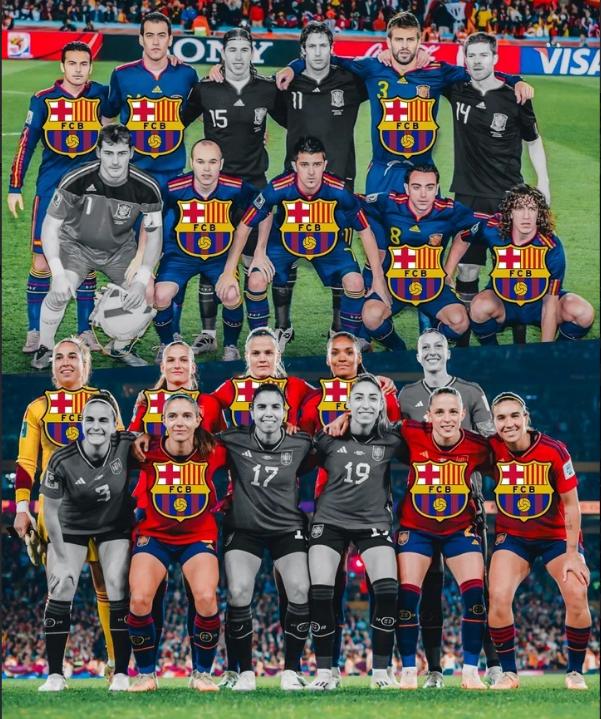 西班牙足球的世界杯冠军，无论男女，半壁江山都是巴萨的。[惊喜][惊喜]中国足球这