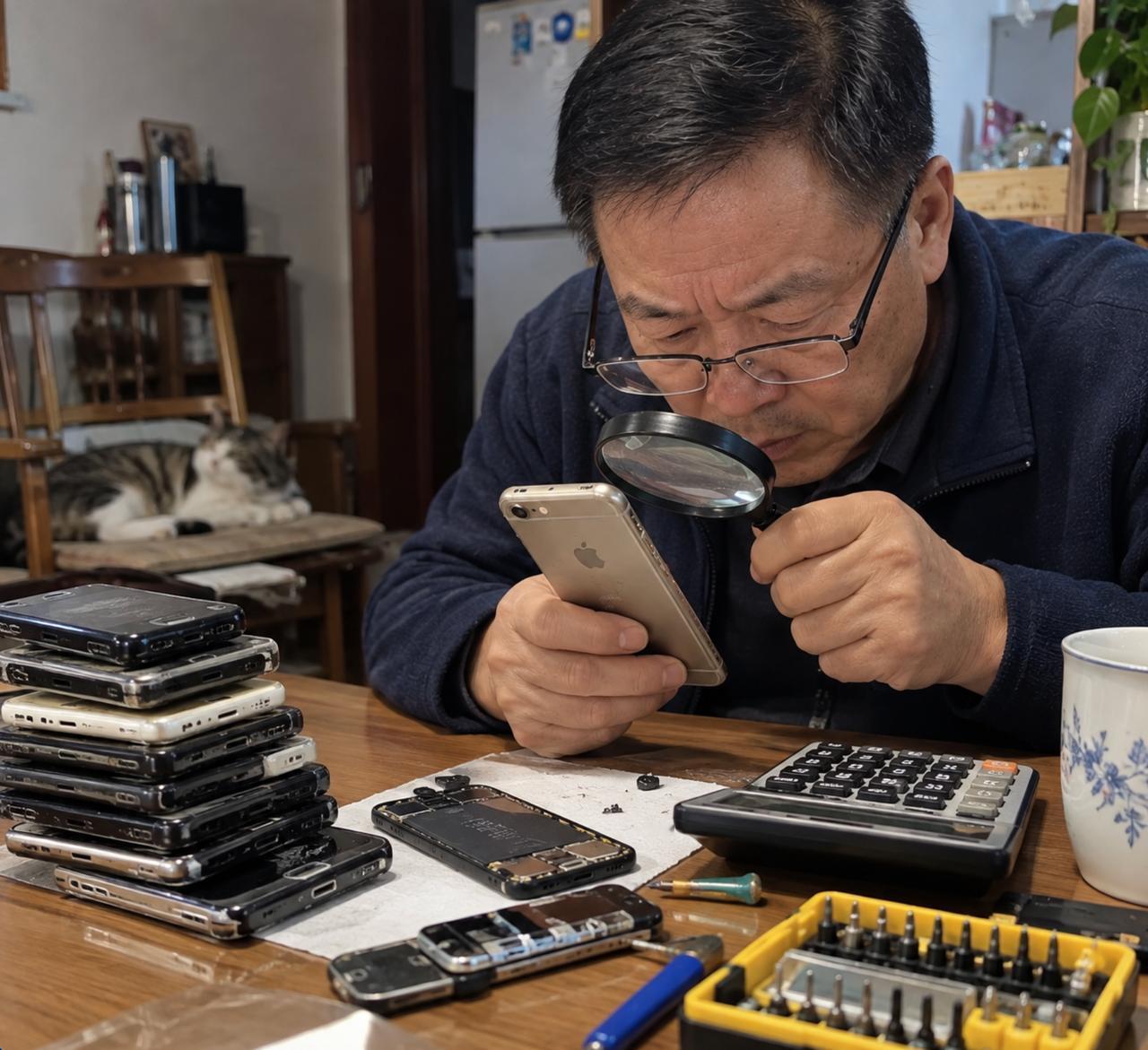 刚刚翻出一部用了10年的旧手机，我爸突然不让我扔了。
他说：“先放着。”
我问为