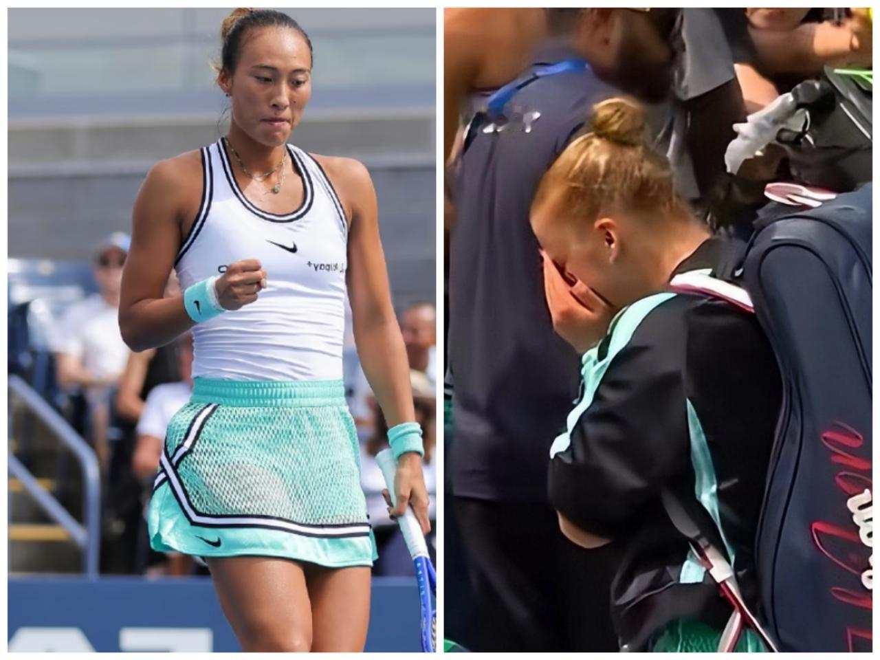 2-1，进账128万！郑钦文逆转16岁天才少女强势晋级到美网第二轮，赛后柳托娃情