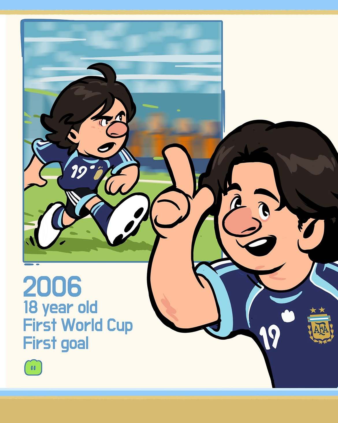 88mmo（韩国足球插画师）IG：🇦🇷 20年。一段旅程。少年身披阿根廷球衣