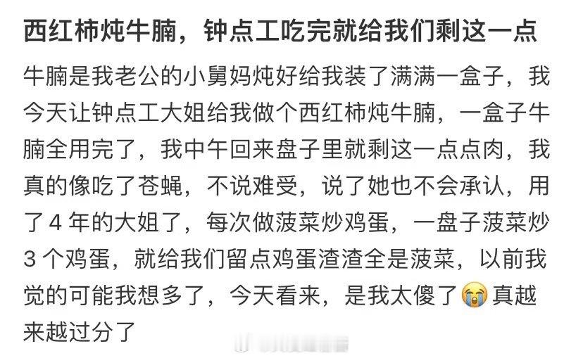 番茄炖牛腩，钟点工吃完了就给我们留下了这一点 ​​​