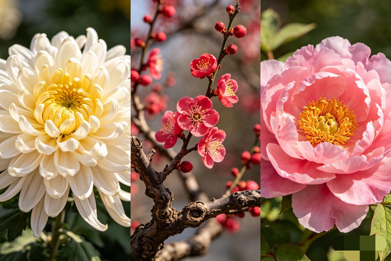 国花终极三选一，菊花、梅花、牡丹，你会选哪一种？
菊花代表着：高洁、吉祥、天长地