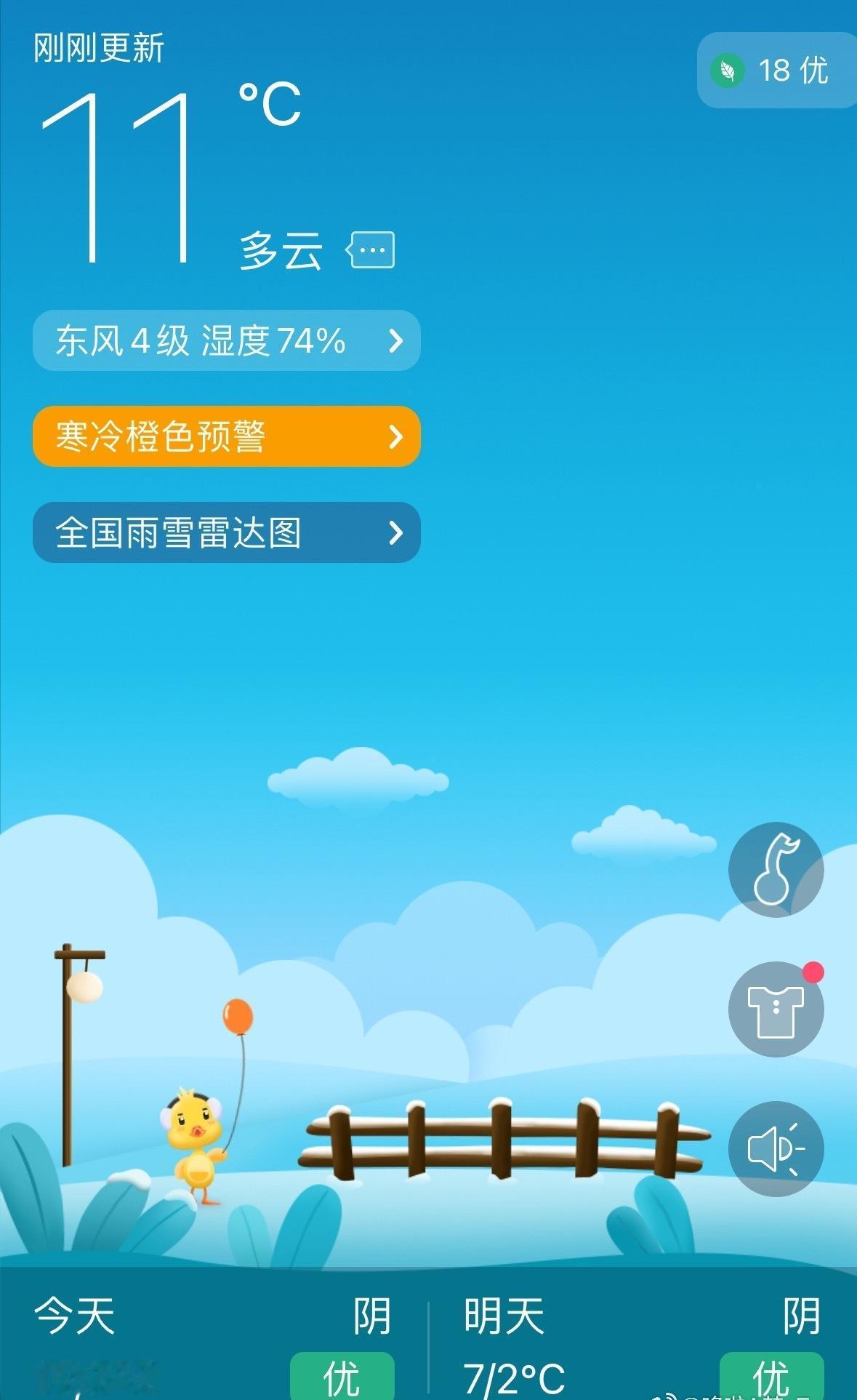 看了温度
还好不是很冷 ​​​