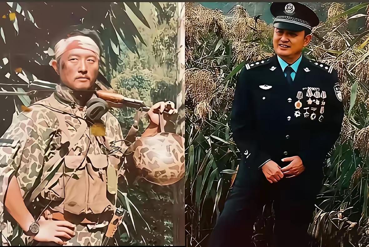 这是对越自卫反击战中老山侦察英雄李保民，刚从前线下来时拍的照片。他头上包扎着绷带