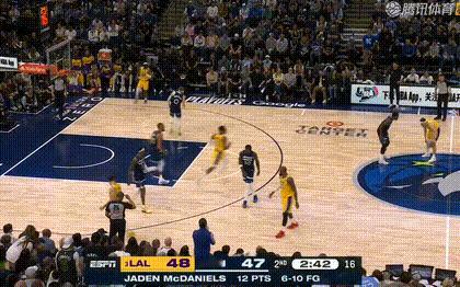 小李急停中距离！颜射戈贝尔！湖人vs森林狼 ​​​