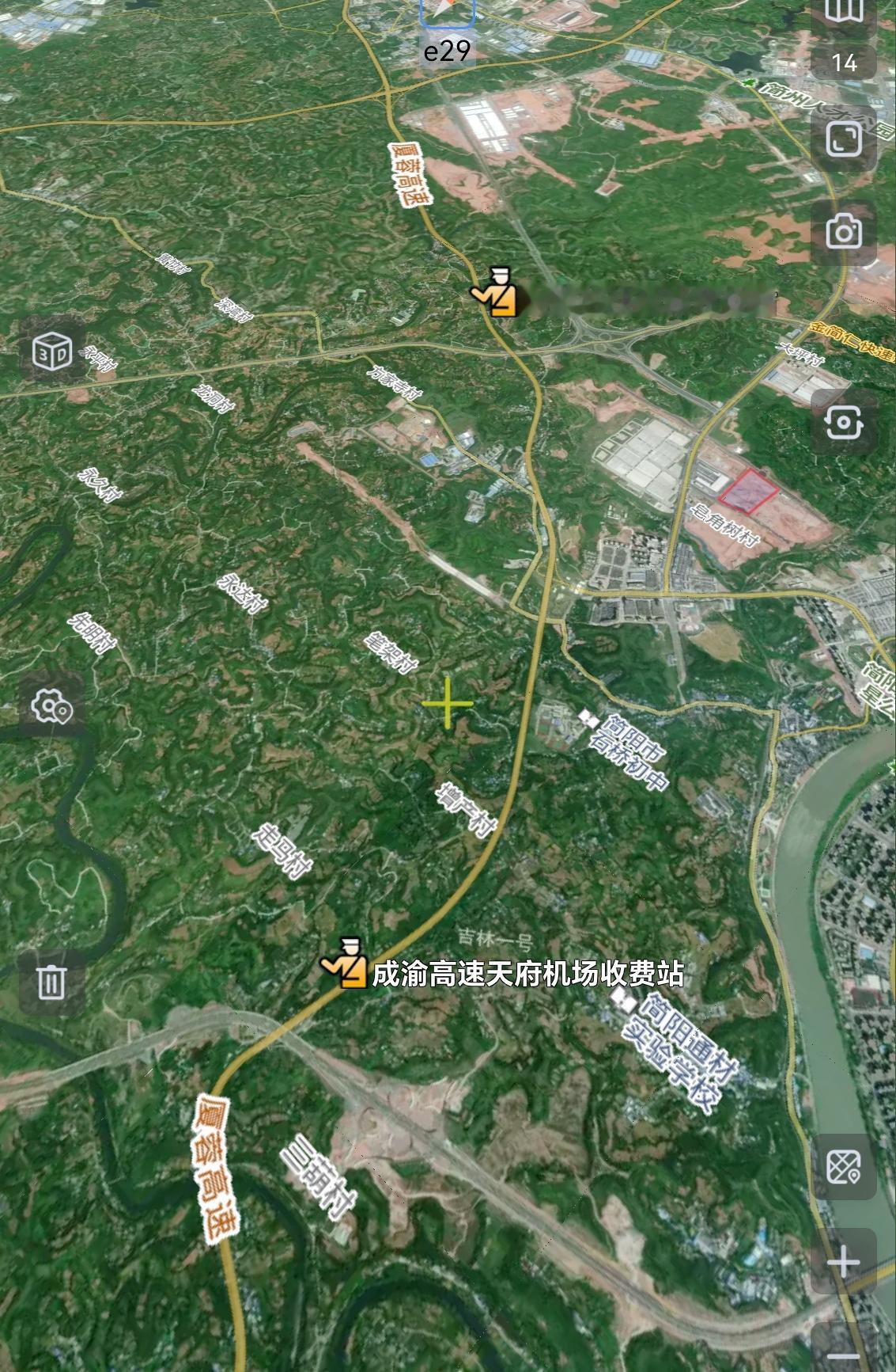 从最新的卫星地图更新来看，成渝高速新增的简州大道天府机场收费站及简阳城北金简仁快
