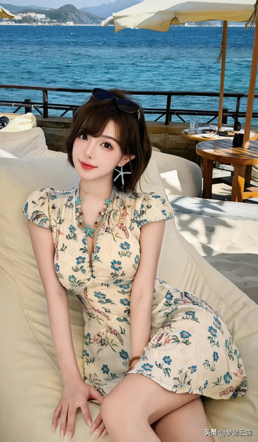 海边度假，花裙飘飘，阳光灿烂，心情美好！🌞🌊👗