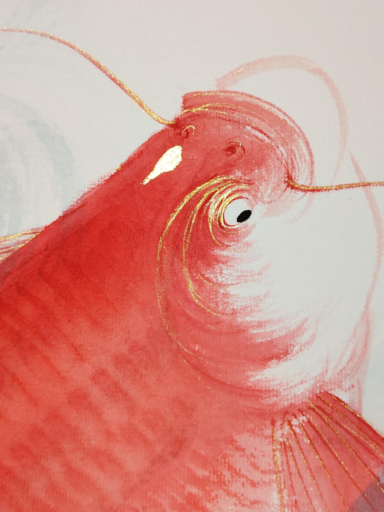 跃龙门（金榜题名）富贵国画 学跃龙门 鲤鱼莲图 并蒂莲鲤鱼国画 跃龙门