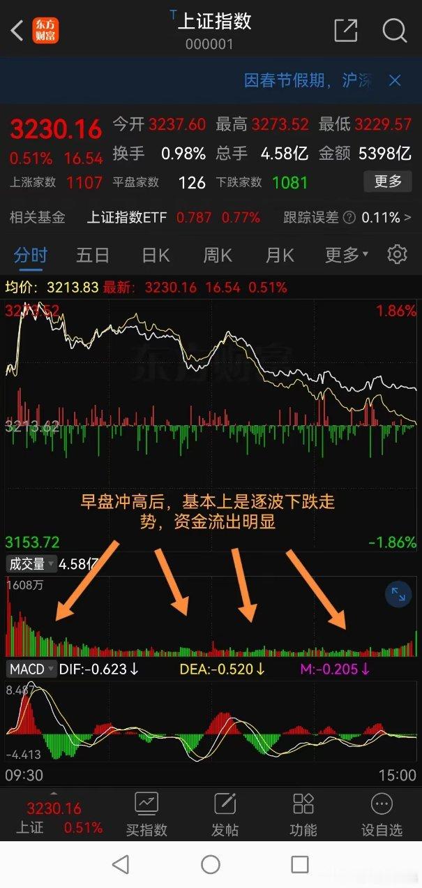 冲高回落，调整仍未到位2025.1.23记录       今日大盘呈现高开冲高后