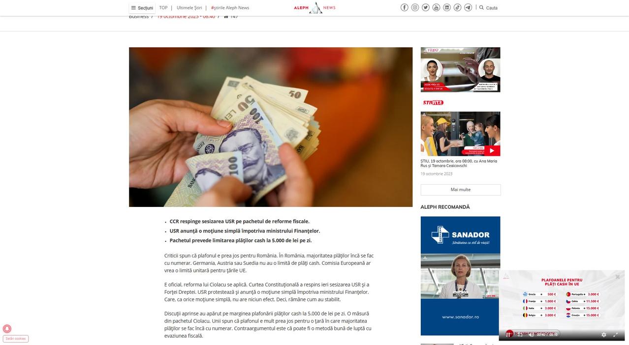 在罗马尼亚，将现金支付上限限制在每天5,000罗马尼亚列伊引发了激烈的讨论。欧盟