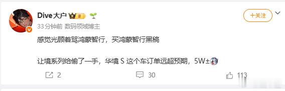 华境S订单这么好吗？ 