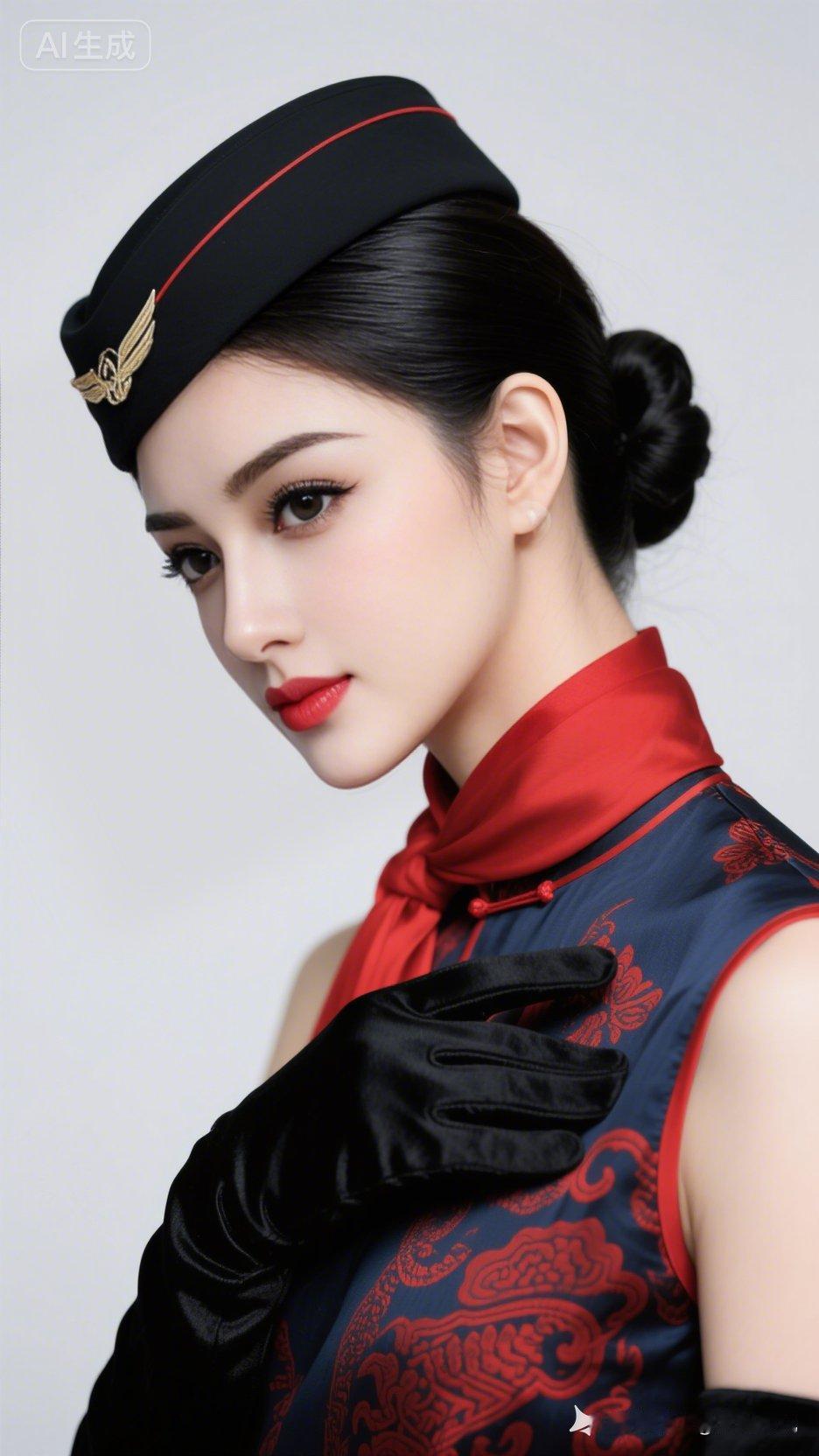 优雅空姐风，复古旗袍与现代帽子的完美结合，尽显东方韵味！