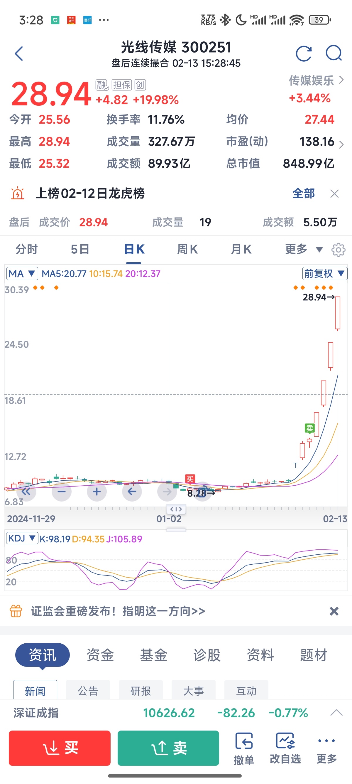 想撤，但今天光线又涨停了，一点不给机会[泪] 