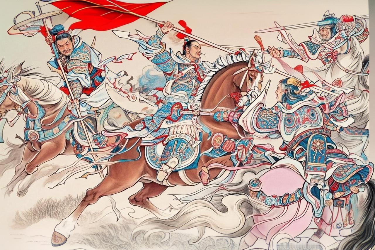 ［汤准·虎牢关·三英战吕布］
［元山子彩绘习作］