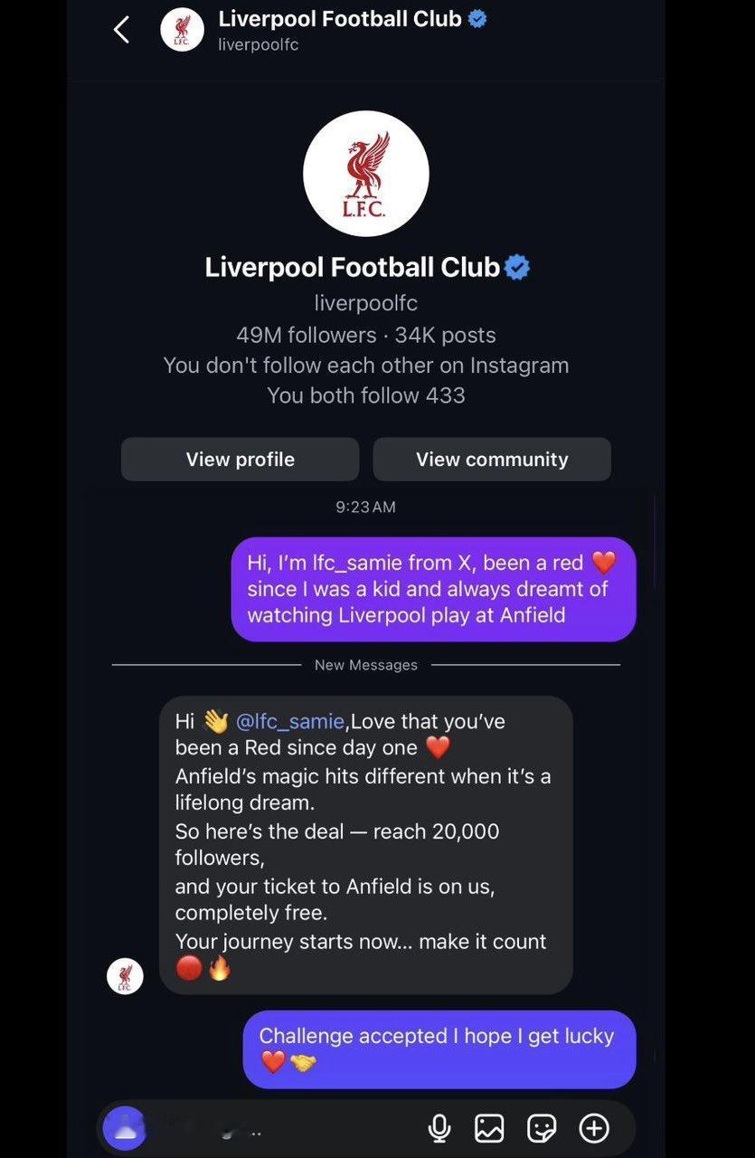 安菲尔德免费球票挑战：1万粉丝涨到2万👀 ​​​