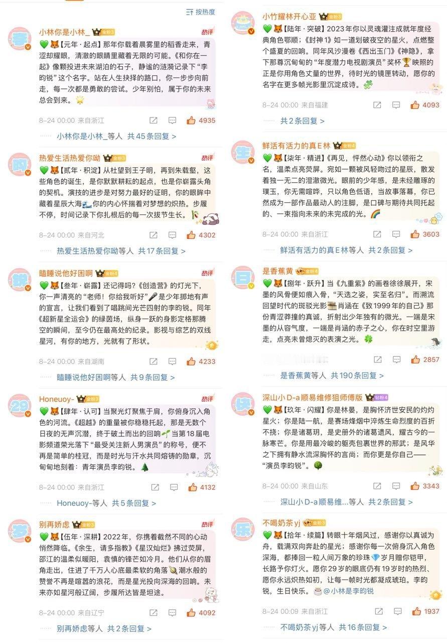 李昀锐粉丝零点总统博排字，给小林送了一个大大的生日礼物！[哈哈] ​​​